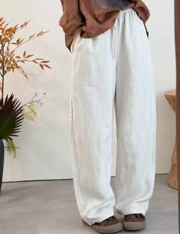 Spring Linen Casual Everyday Breathable Elastic Waist Pants
