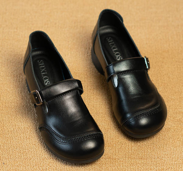 Retro Soft Leather One Straped Round Toe Soft Sole Flats