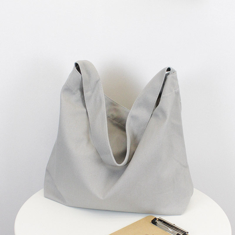 Solid Color Canvas Versatile Casual Everyday Tote Bag
