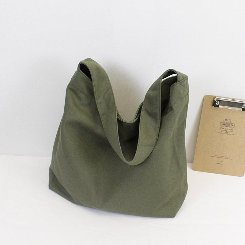 Solid Color Canvas Versatile Casual Everyday Tote Bag