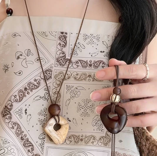 Retro Bohemian Casual Irregular Brown Hoop Necklace