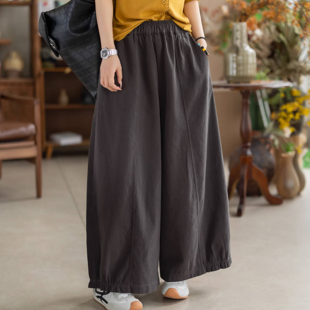 Spring Cotton Elastic Waist Loose Patchwork Versatile Pants