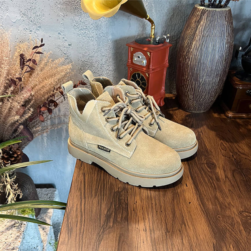 Winter Retro Leather Sueded Casual Lace-Up Soft Sole Boots