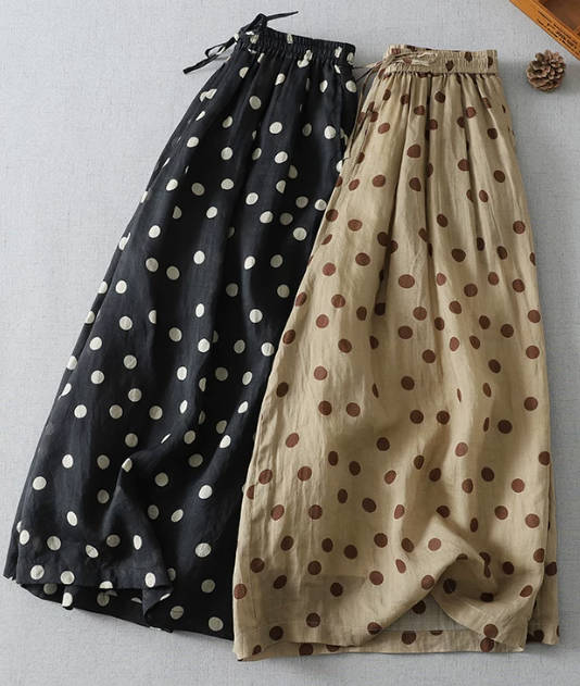 Spring Casual Polka Dot Loose Waist Wide-Leg Pants