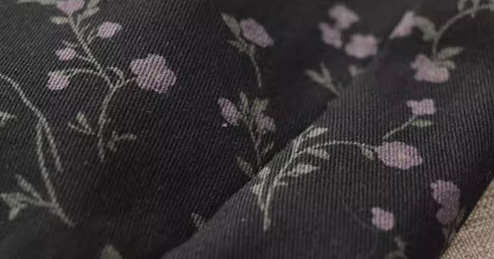 Winter Floral Printed Denim Elastic Waist Warm Plush Harem Pants