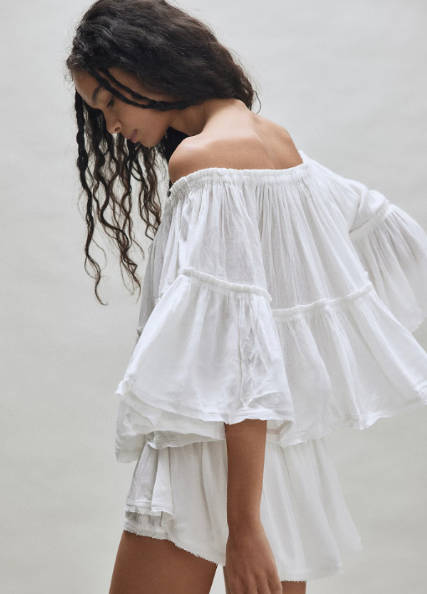 Casual U-Neck 3/4 Flared Sleeve High-Waisted Double-Layer Skort Set