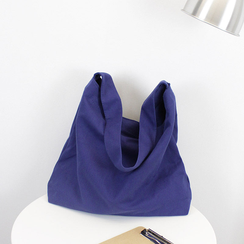 Solid Color Canvas Versatile Casual Everyday Tote Bag