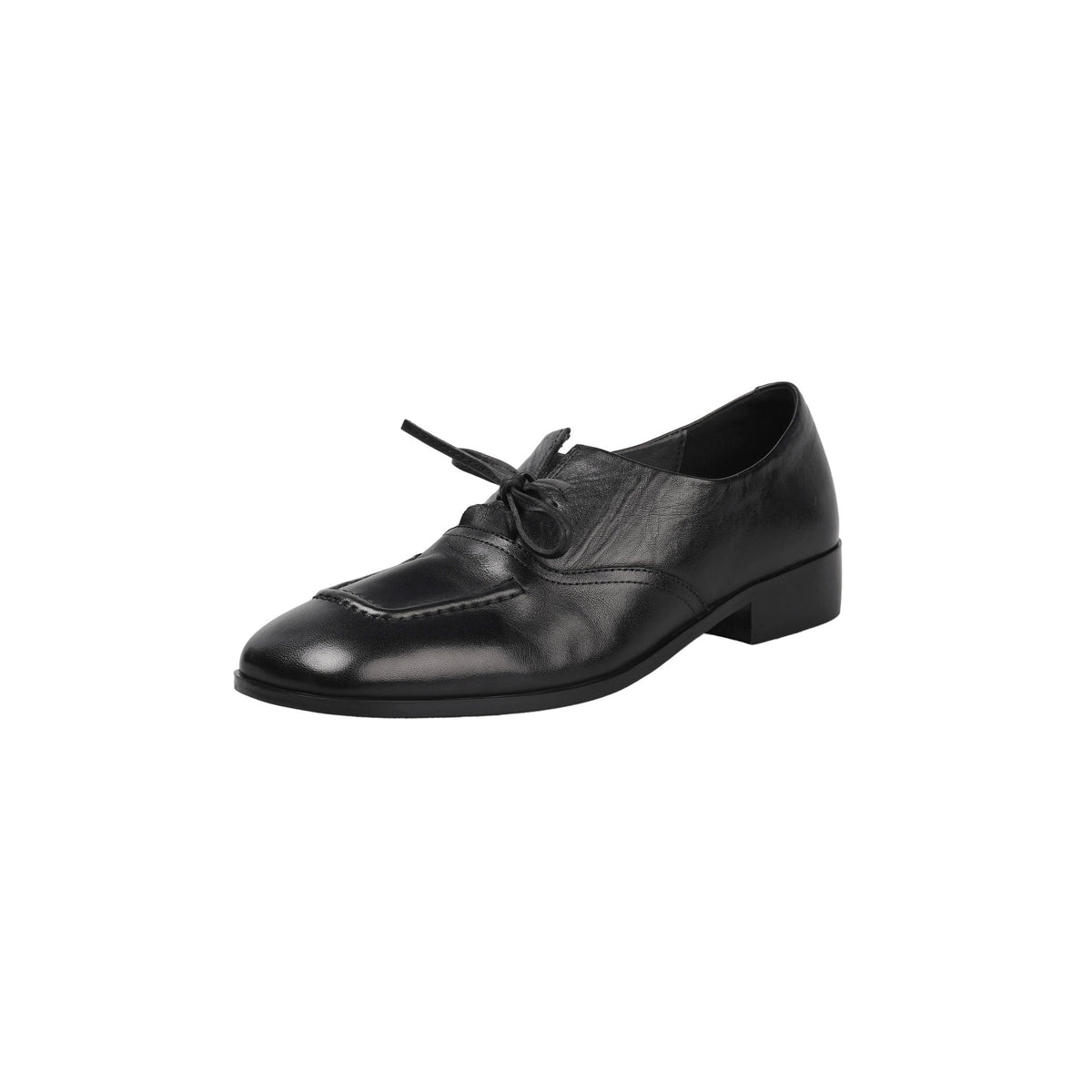 Square Toe Retro Leather Lace-Up Slim Elegant Soft Flat Sole Shoes