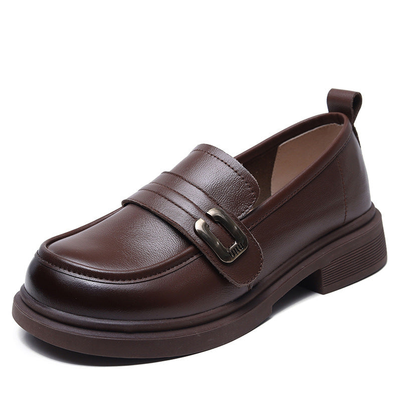 Genuine Leather Retro Classic Shallow Soft Sole Loafer Shoes