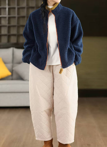 Winter Retro Cotton Thick Warm Cotton-In Elastic Waist Pants