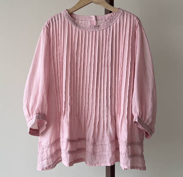 Summer Women Ramie Solid Color Ruffled Lace Half Sleeves Top