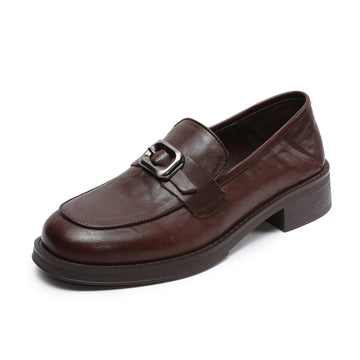 Vintage Elegant Leather Straped Slip-On Casual Loafers