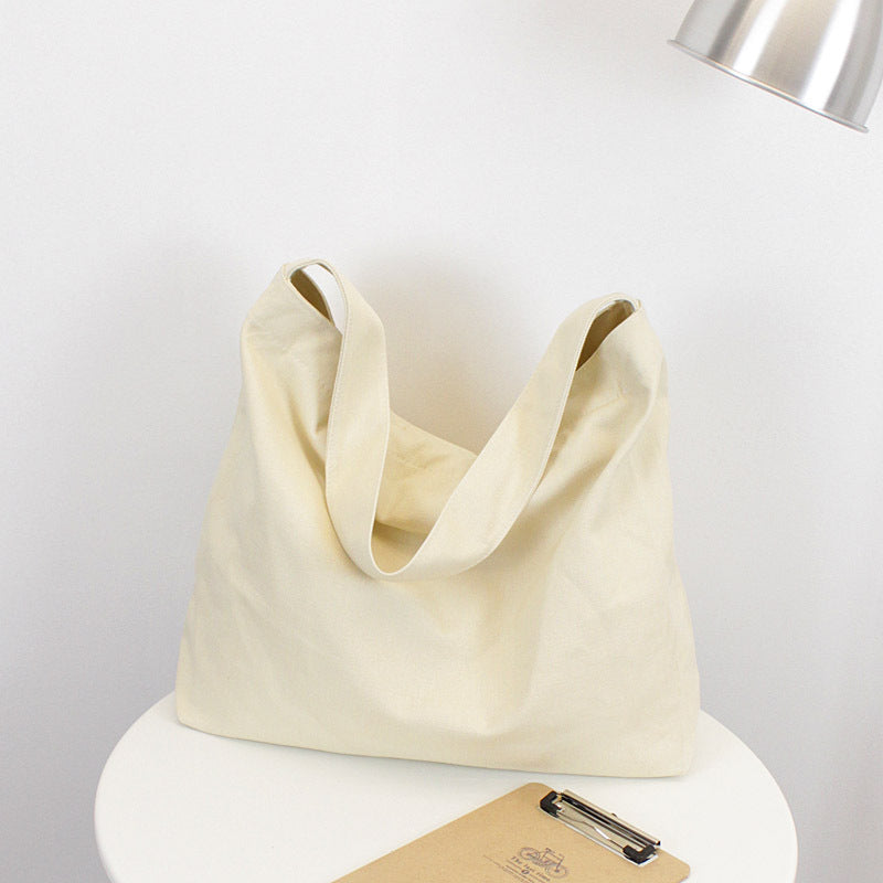 Solid Color Canvas Versatile Casual Everyday Tote Bag