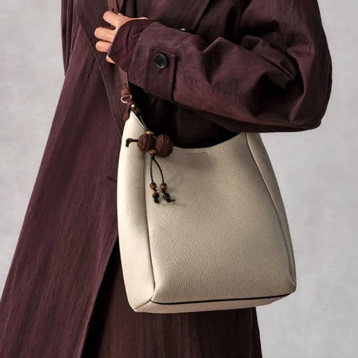 Vintage Large Bucket Underarm Cowhide Single Shoulder Crossbody Bag