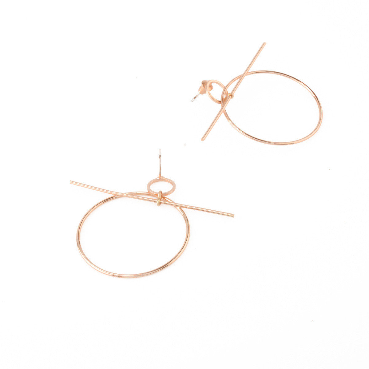 RETRO CIRCLE CROSS STUD EARRINGS