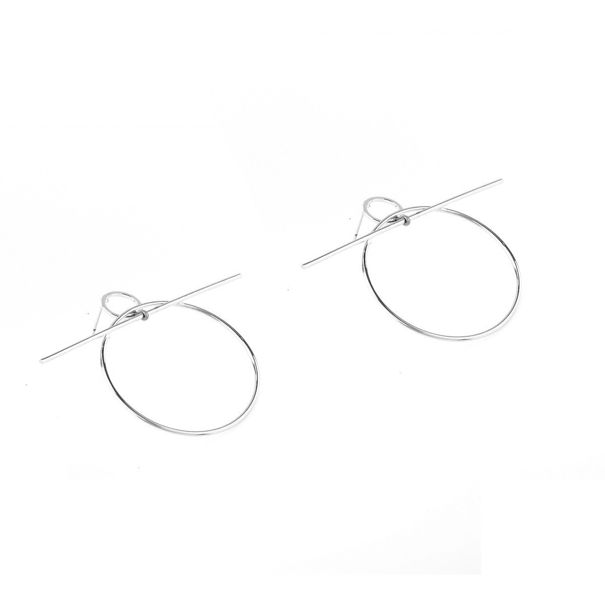 RETRO CIRCLE CROSS STUD EARRINGS