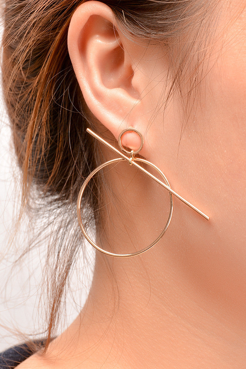RETRO CIRCLE CROSS STUD EARRINGS