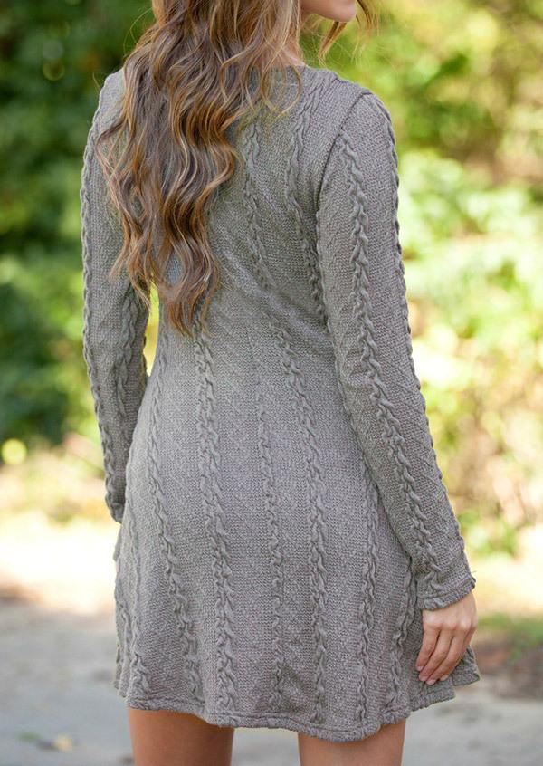 KNITTING ROUND NECK LONG SLEEVE SWEATER WITH PLUS SIZE