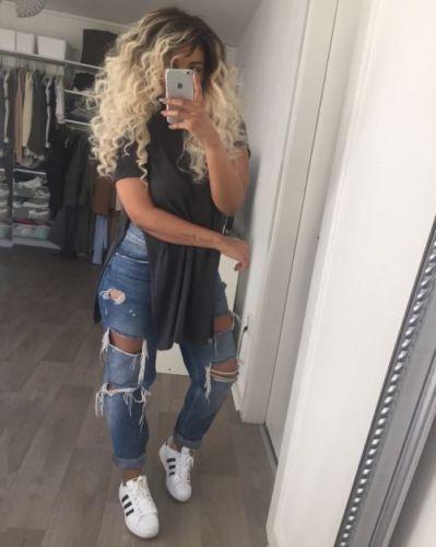 PURE COLOR SCOOP SHORT SLEEVE HIGH SPLIT LONG T-SHIRT