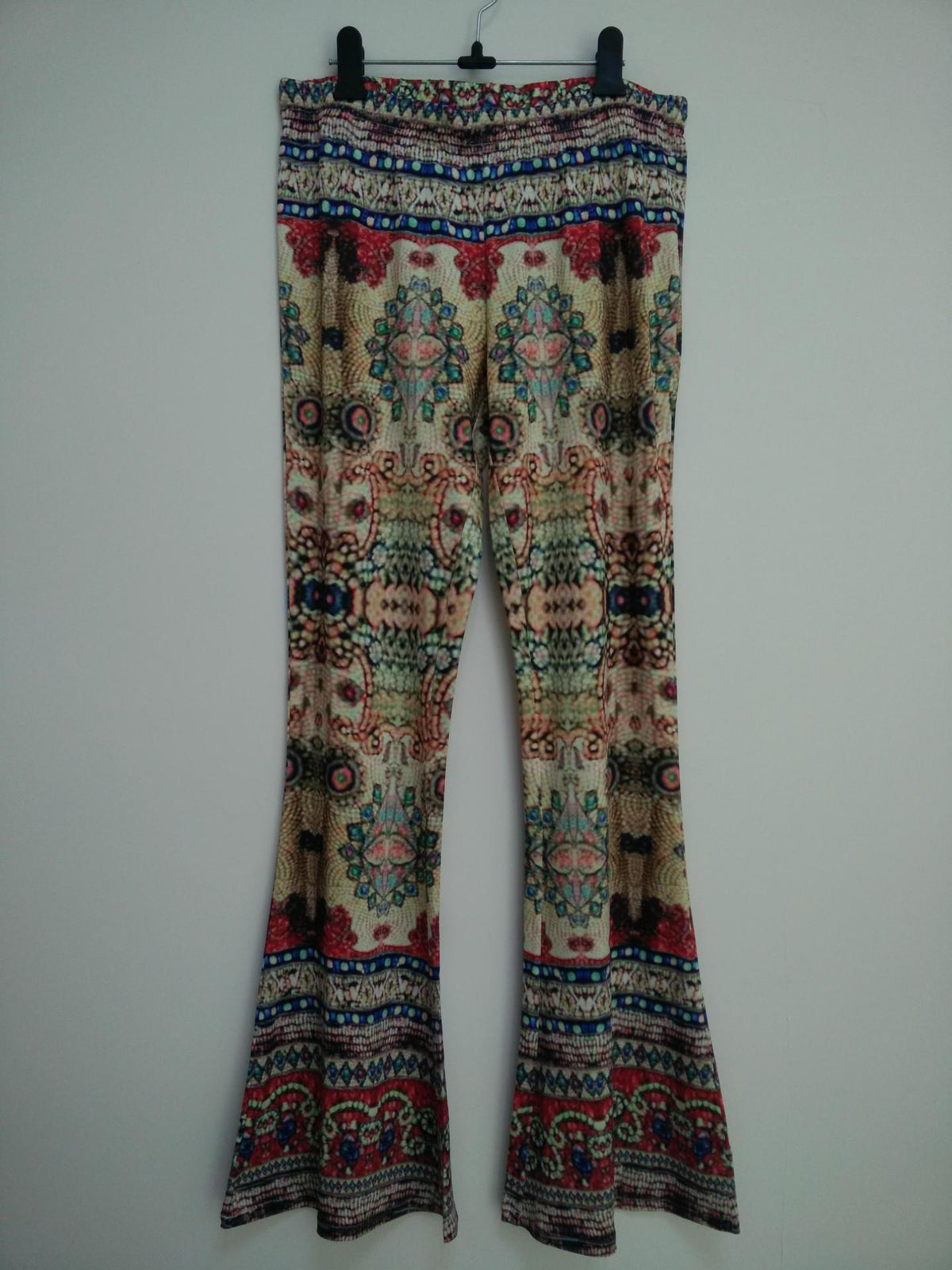SKINNY FLOWER PRINT FASHION BELL-BOTTOM RETRO PANTS