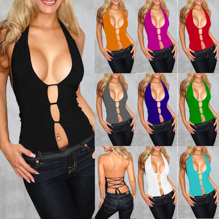 BACK CROSS HALTER SLEEVELESS SKINNY PURE COLOR FASHION VEST