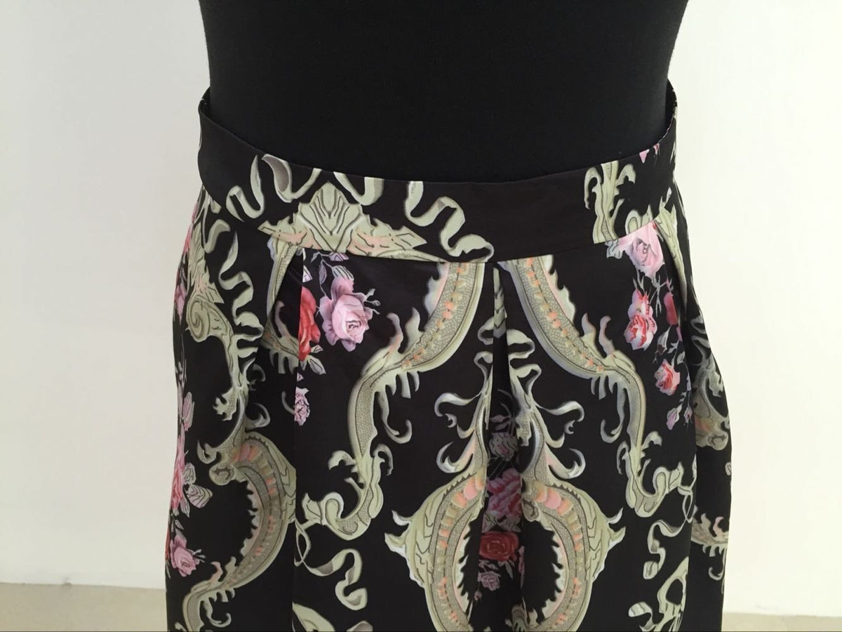 FREE SHIPPING CLEARENCE RETRO STYLE FLORAL PRINT HIGH WAIST PLEATED FLARED SKIRT