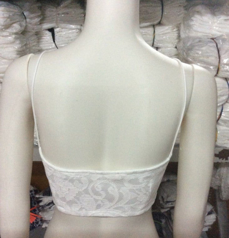 HIGH ELASTIC FORCE LACE SPAGHETTI STRAP CROP TOP FASHION VEST-1