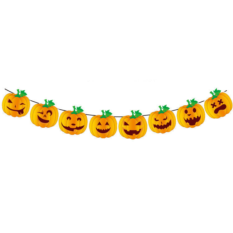 Halloween Party Pumpkin Head Banner Decorations