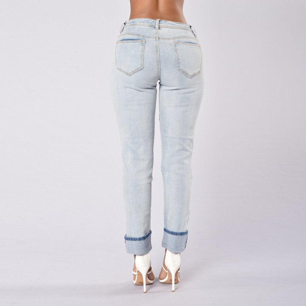 9/10 HOLES RIPPED STRAIGHT SLIM BEGGAR EDGE JEANS