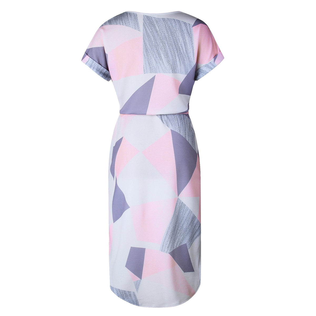 FASHION V-NECK PRINT IRREGULAR KNEE-LENGTH DRESS