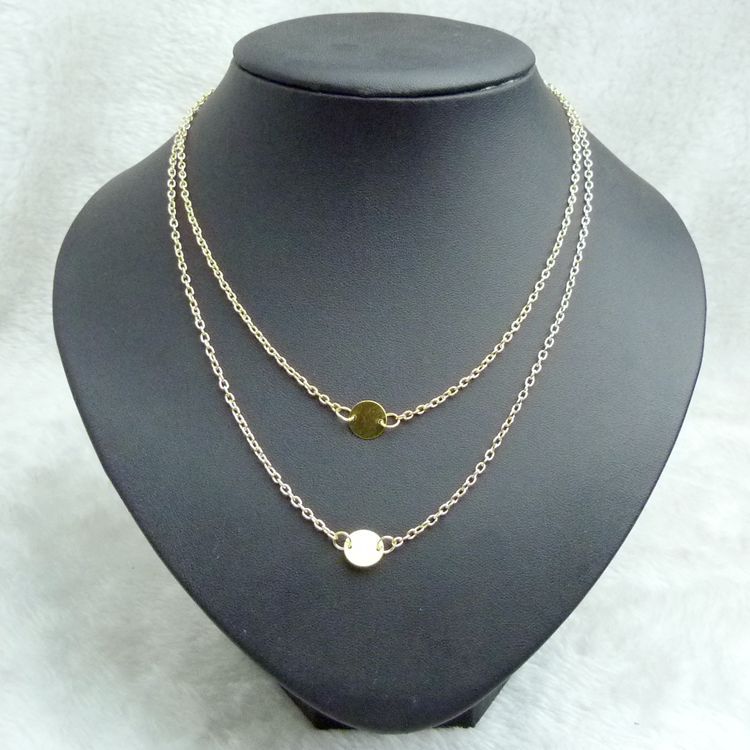 TRENDY WOMEN'S SOLID COLOR SEQUINS EMBELLISHED DOUBLE-DECK NECKLACE