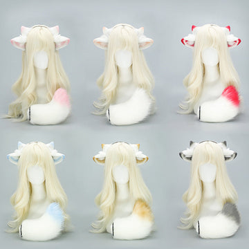 COS Sheep Ears Headband Tail Set Halloween Costume