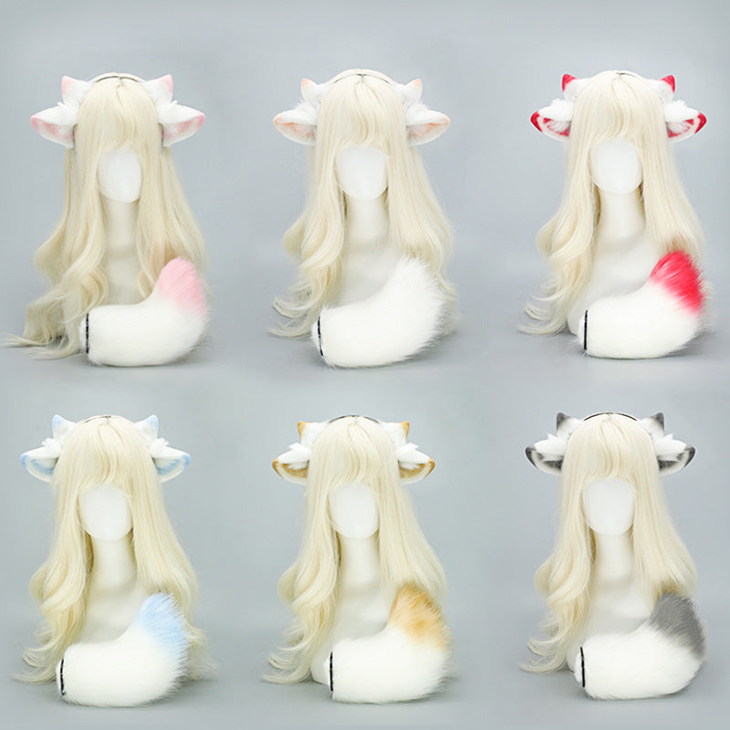 COS Sheep Ears Headband Tail Set Halloween Costume