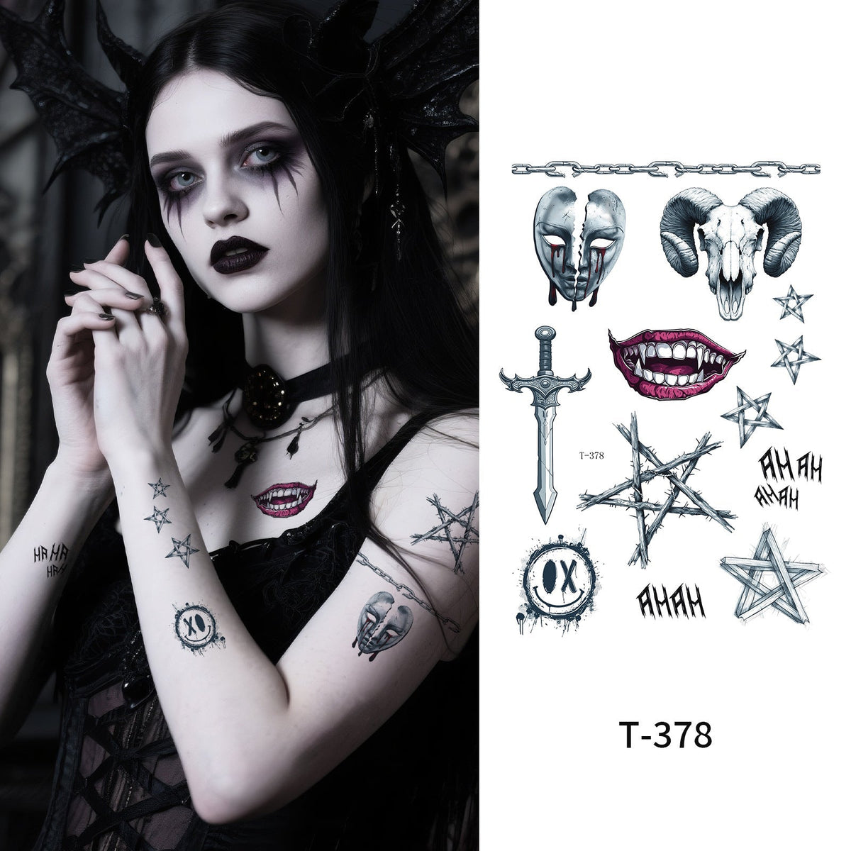 Halloween Joker Face Tattoo Sticker For Girls Party