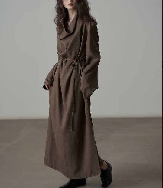 Women Elegant High-end Turtleneck Slim-Fit Long Split Dress