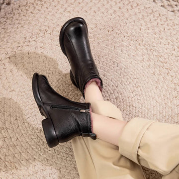 Winter Genuine Leather Wool-In Soft Sole Warm Comfy Boots