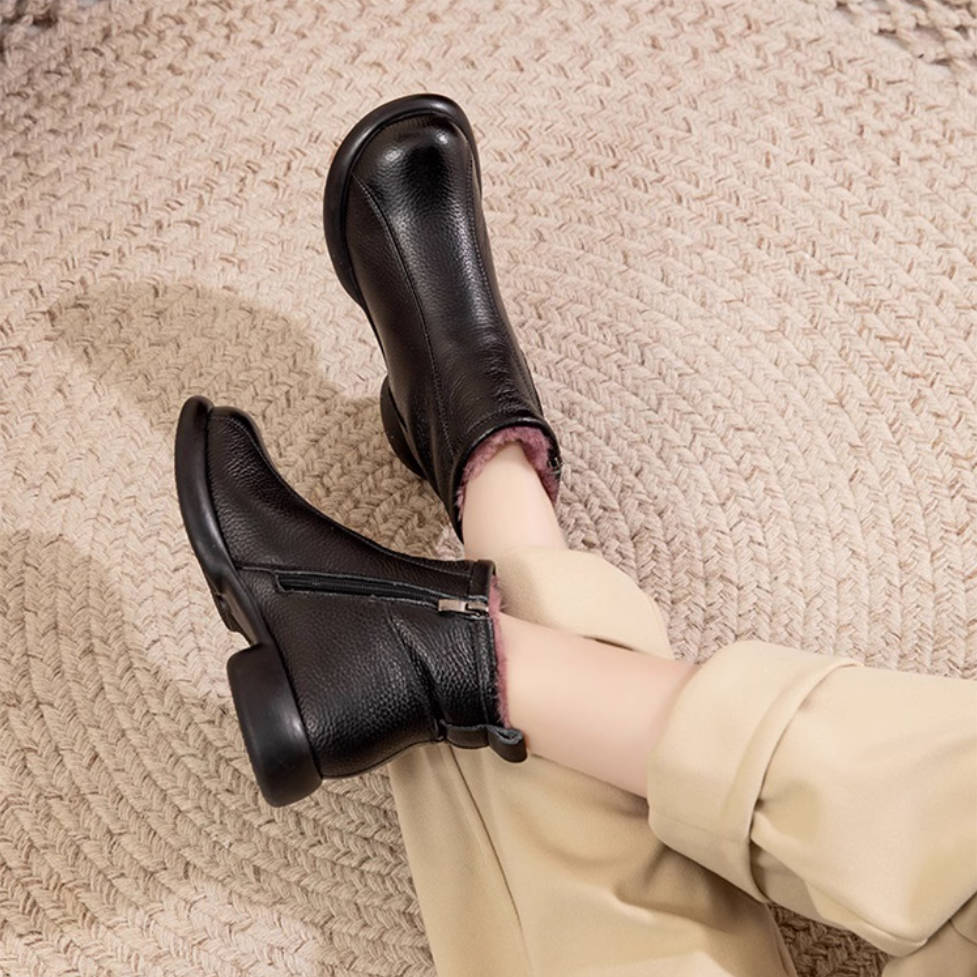 Winter Genuine Leather Wool-In Soft Sole Warm Comfy Boots