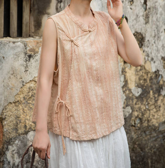 Vintage Women Vest Loose Thin Linen Sleeveless Ethnic Asymmetric Vest