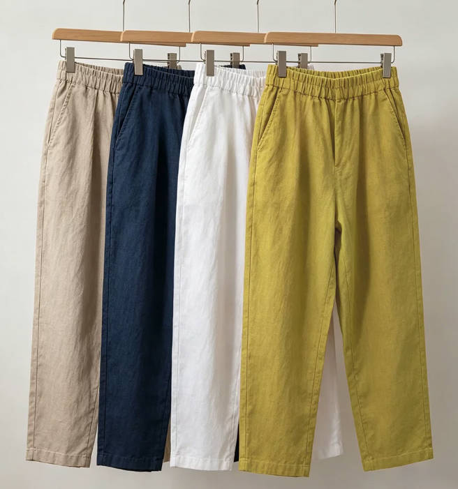 Spring Cotton Linen Casual  Elastic Waist Loose Harem Pants