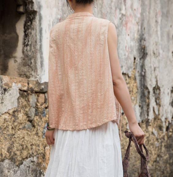 Vintage Women Vest Loose Thin Linen Sleeveless Ethnic Asymmetric Vest