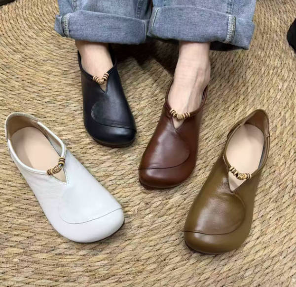 Retro Casual Genuine Leather Round Toe Soft Sole Loafers