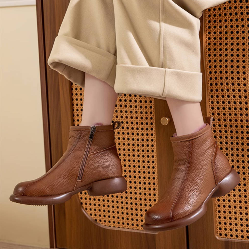 Winter Genuine Leather Wool-In Soft Sole Warm Comfy Boots