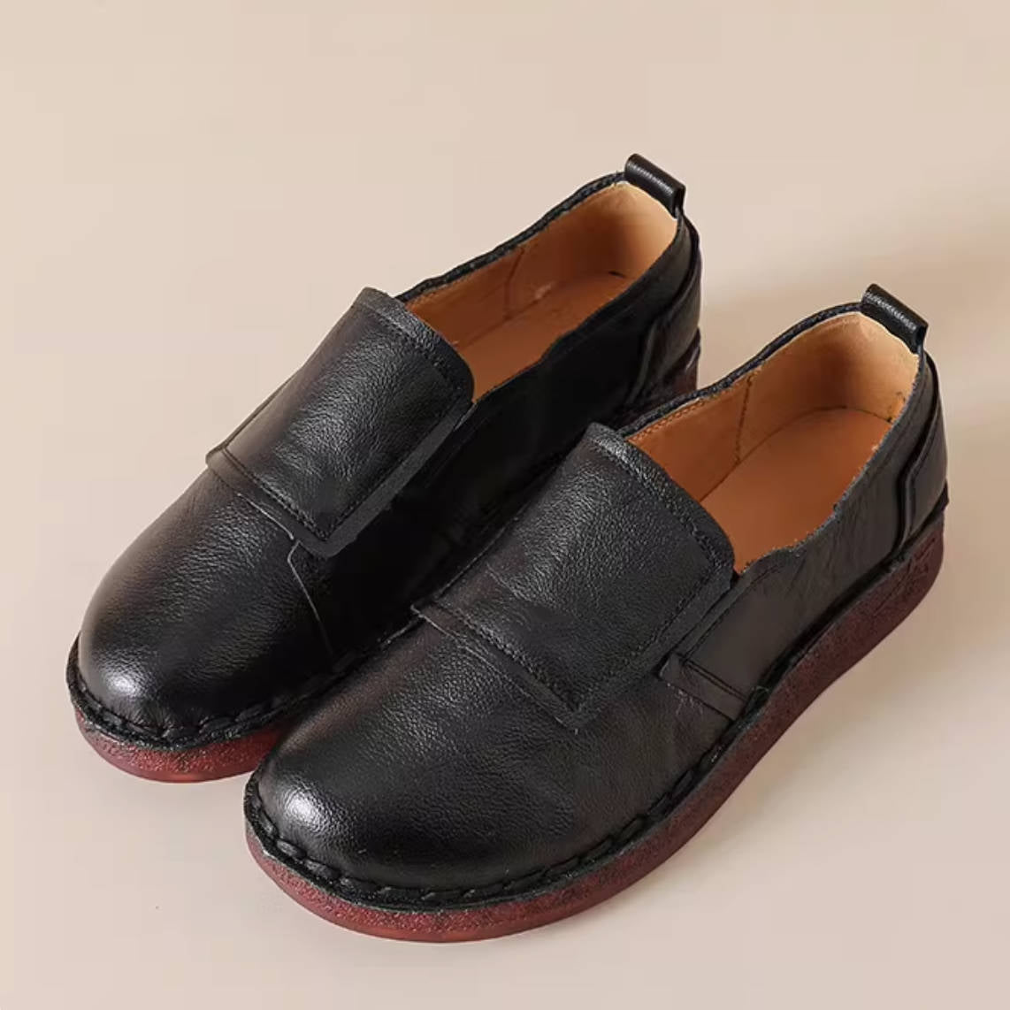 Spring Cowhide Patchwork Casual Slip-On Soft Sole Shoes