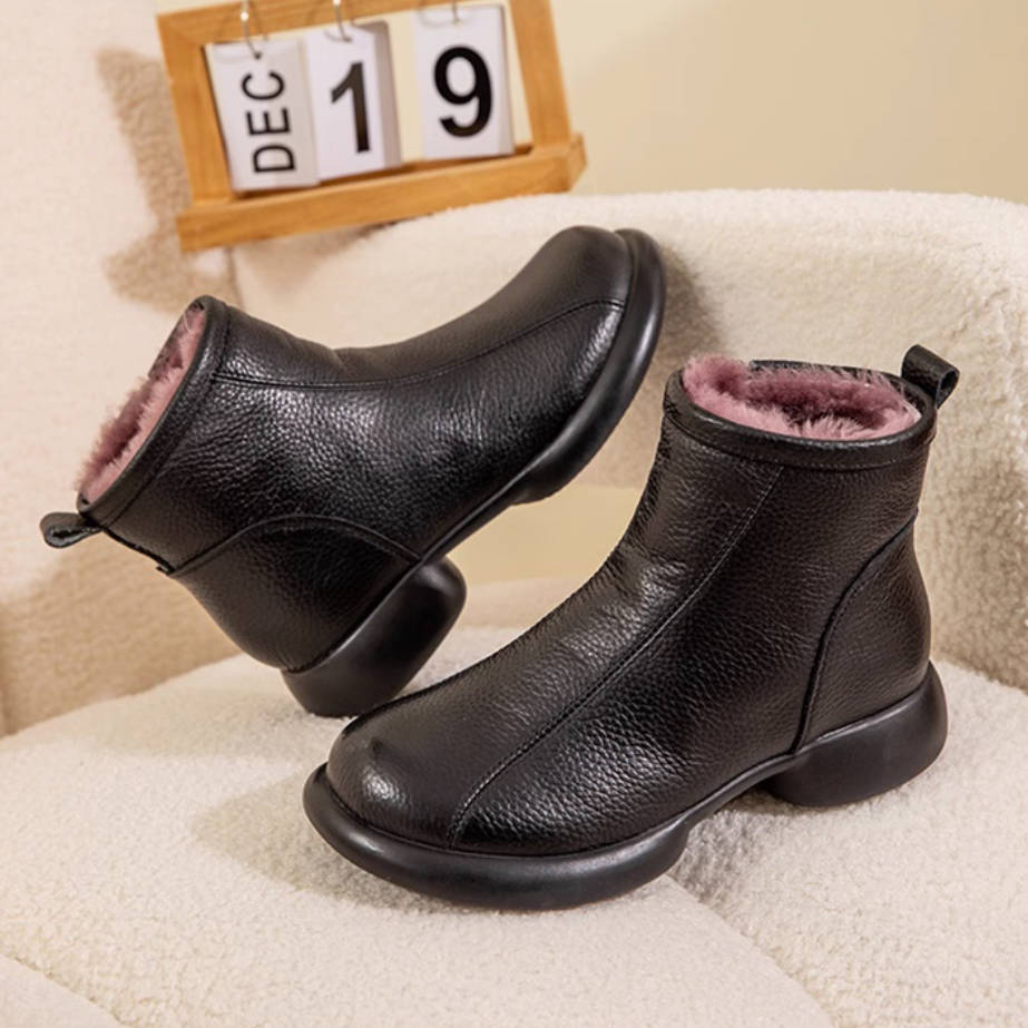 Winter Genuine Leather Wool-In Soft Sole Warm Comfy Boots