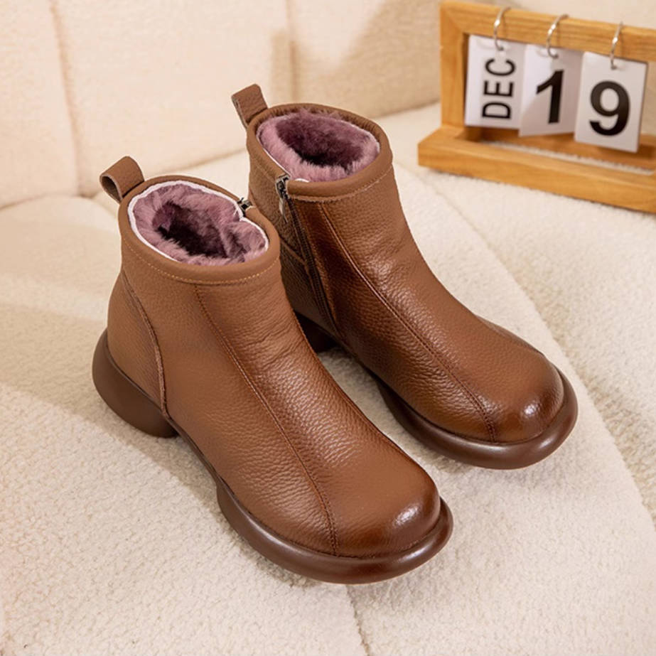 Winter Genuine Leather Wool-In Soft Sole Warm Comfy Boots