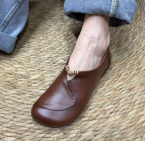 Retro Casual Genuine Leather Round Toe Soft Sole Loafers