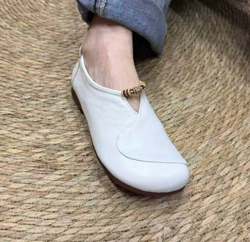 Retro Casual Genuine Leather Round Toe Soft Sole Loafers