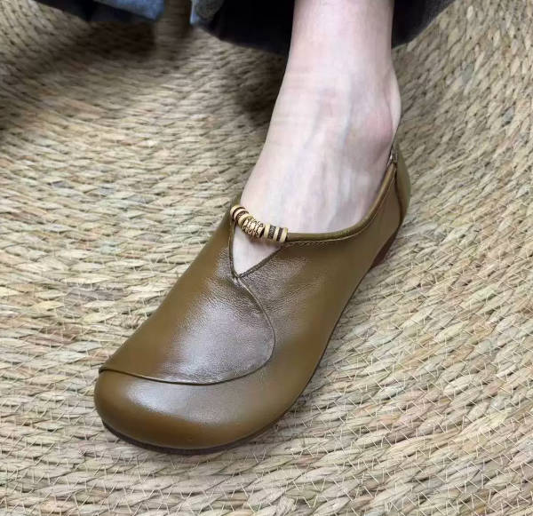 Retro Casual Genuine Leather Round Toe Soft Sole Loafers