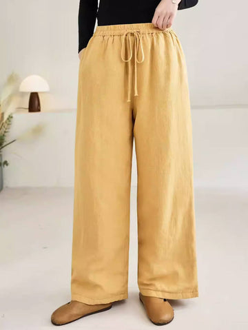 Winter Retro Ramie Washed Double-Face Cotton-In Slim Warm Pants
