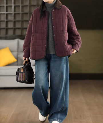 Winter Retro Linen Cotton-In Lapel Patchwork Warm Thick Coat